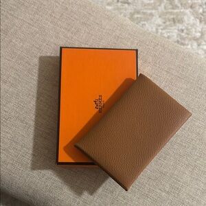 Hermès Brown Leather Card Holder